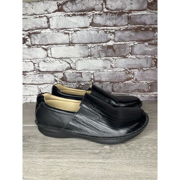 Alegria Oz Black Wave Leather Slip On Wedge Clogs Shoes Men Sz 47EU/13.5M US - Picture 14 of 16